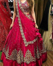 Load image into Gallery viewer, Amazing Pink Color Embroidered Attractive Party Wear silk Dulhan Lehenga choli 249
