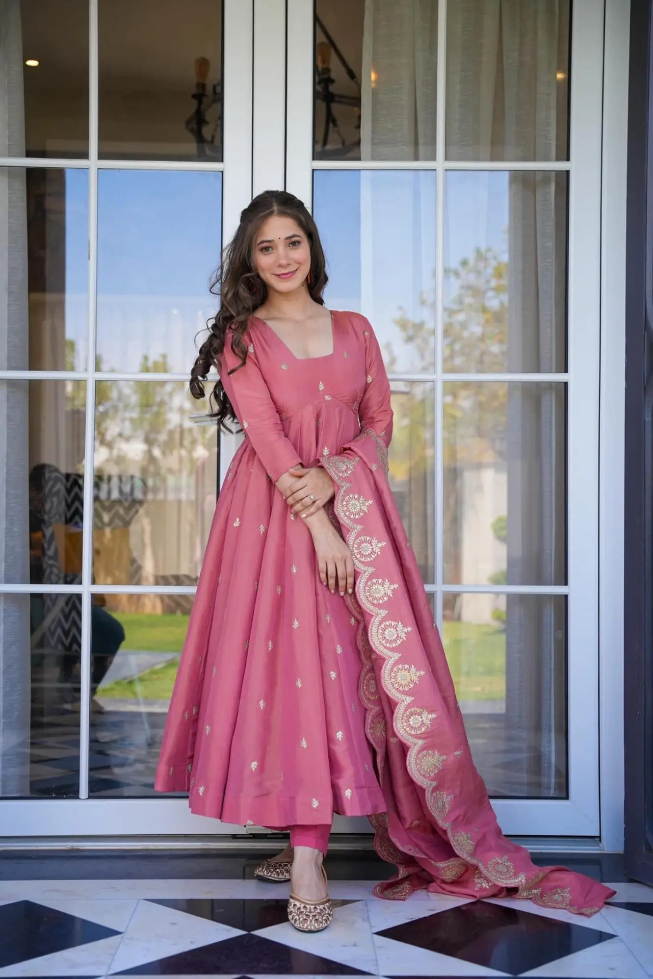 Heavy Cosmos Silk Anarkali Suit Set