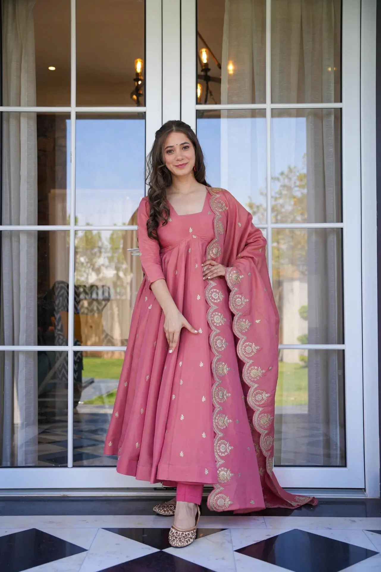 Heavy Cosmos Silk Anarkali Suit Set