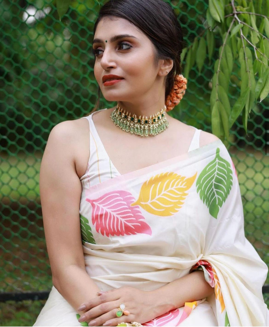 Banarasi Silk Saree color:-white