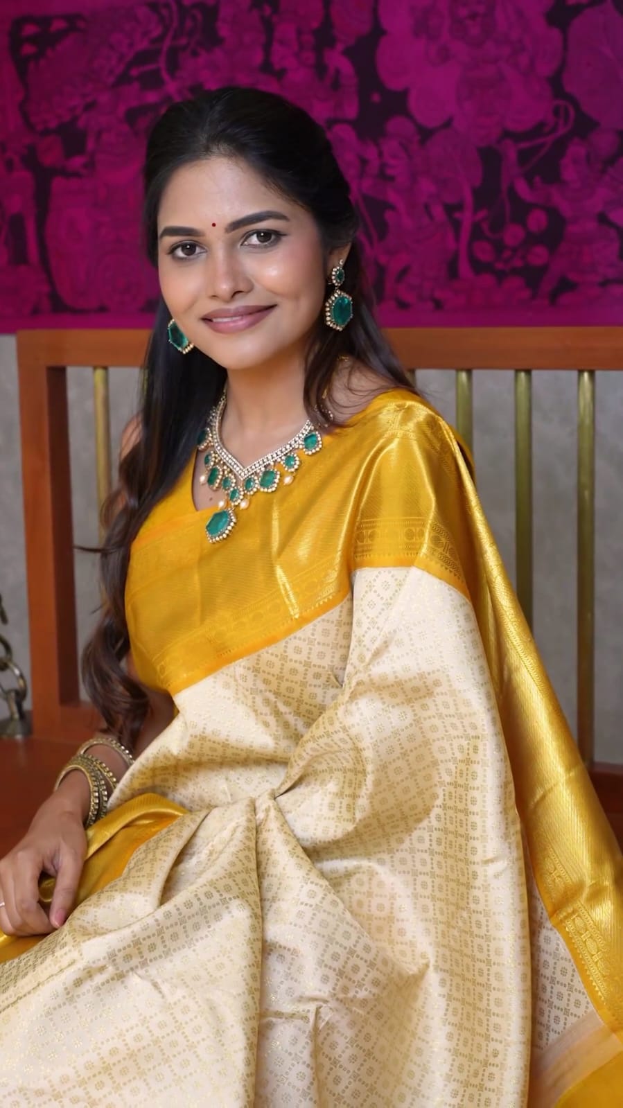 Banarasi Silk Saree color:-Yellow