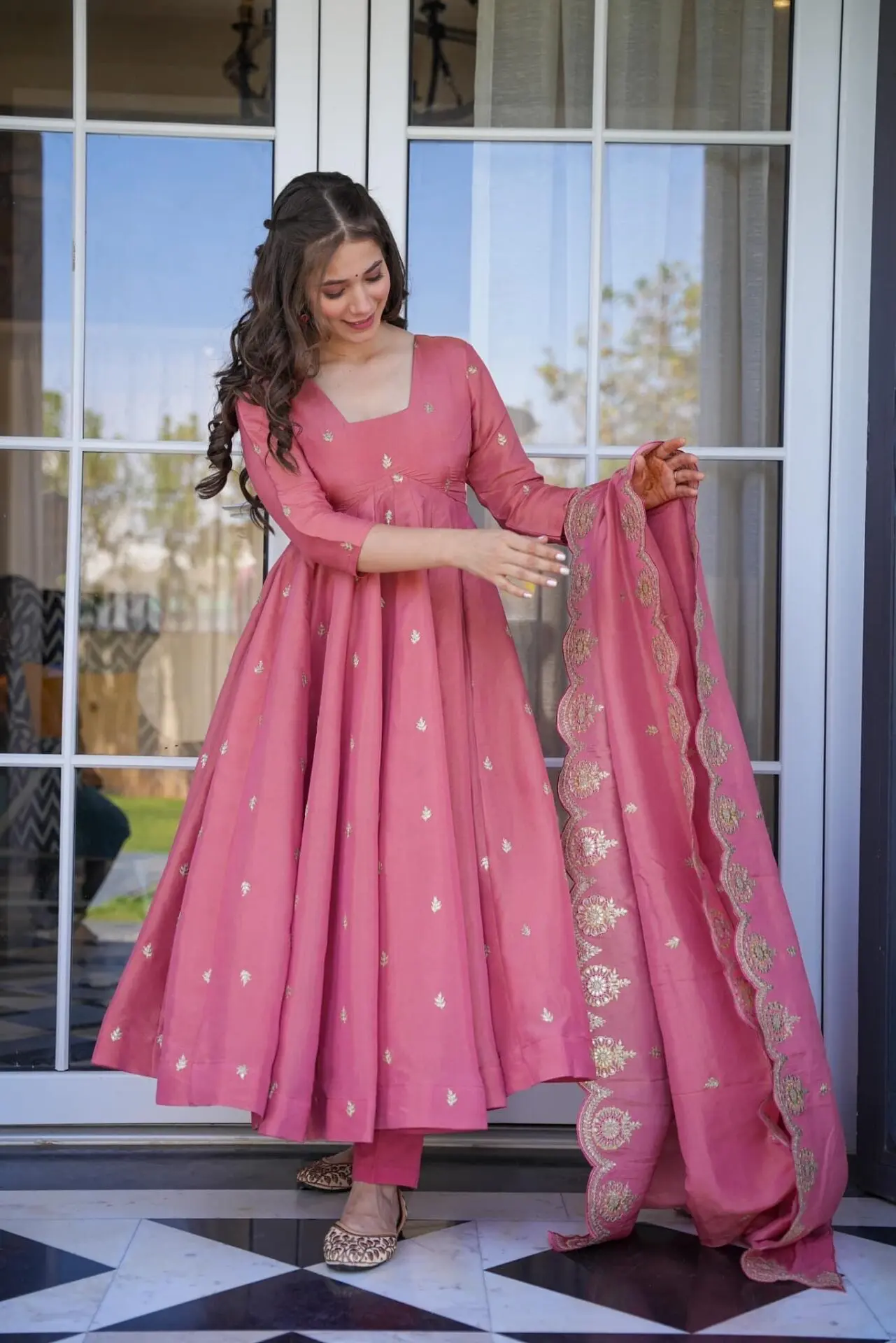 Heavy Cosmos Silk Anarkali Suit Set