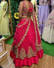 Load image into Gallery viewer, Amazing Pink Color Embroidered Attractive Party Wear silk Dulhan Lehenga choli 249
