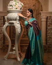 Load image into Gallery viewer, Banarasi Silk Saree color:-coffee
