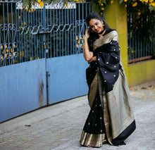 Load image into Gallery viewer, Banarasi Silk Saree color:-Black
