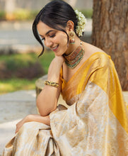 Load image into Gallery viewer, Banarasi Silk Saree color:-Yellow
