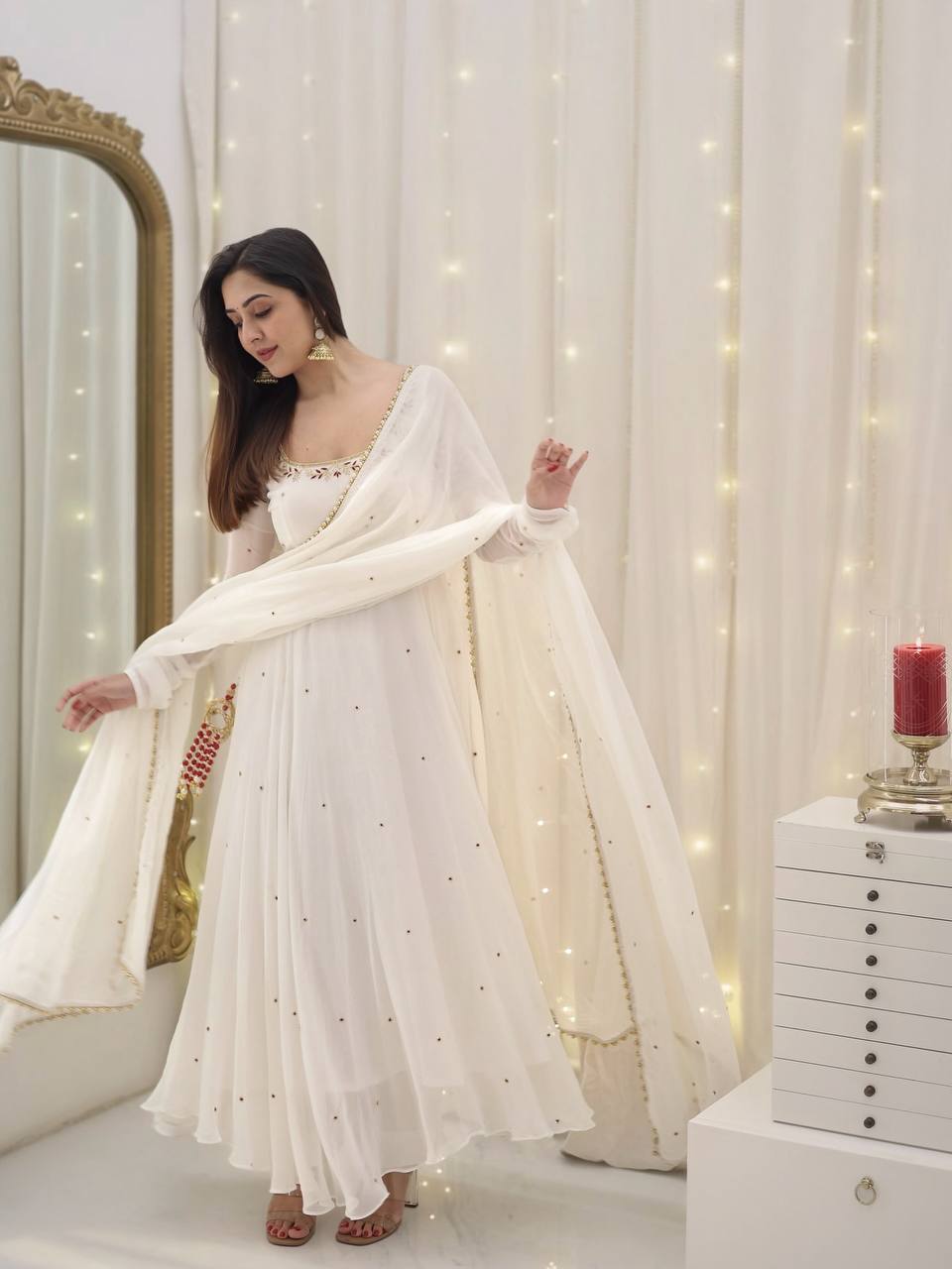 Enchanted Reflection Elegance in Every Silken Thread of White