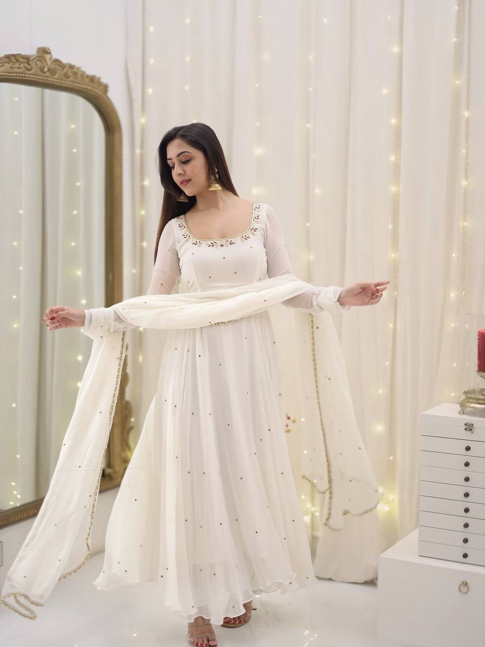 Enchanted Reflection Elegance in Every Silken Thread of White
