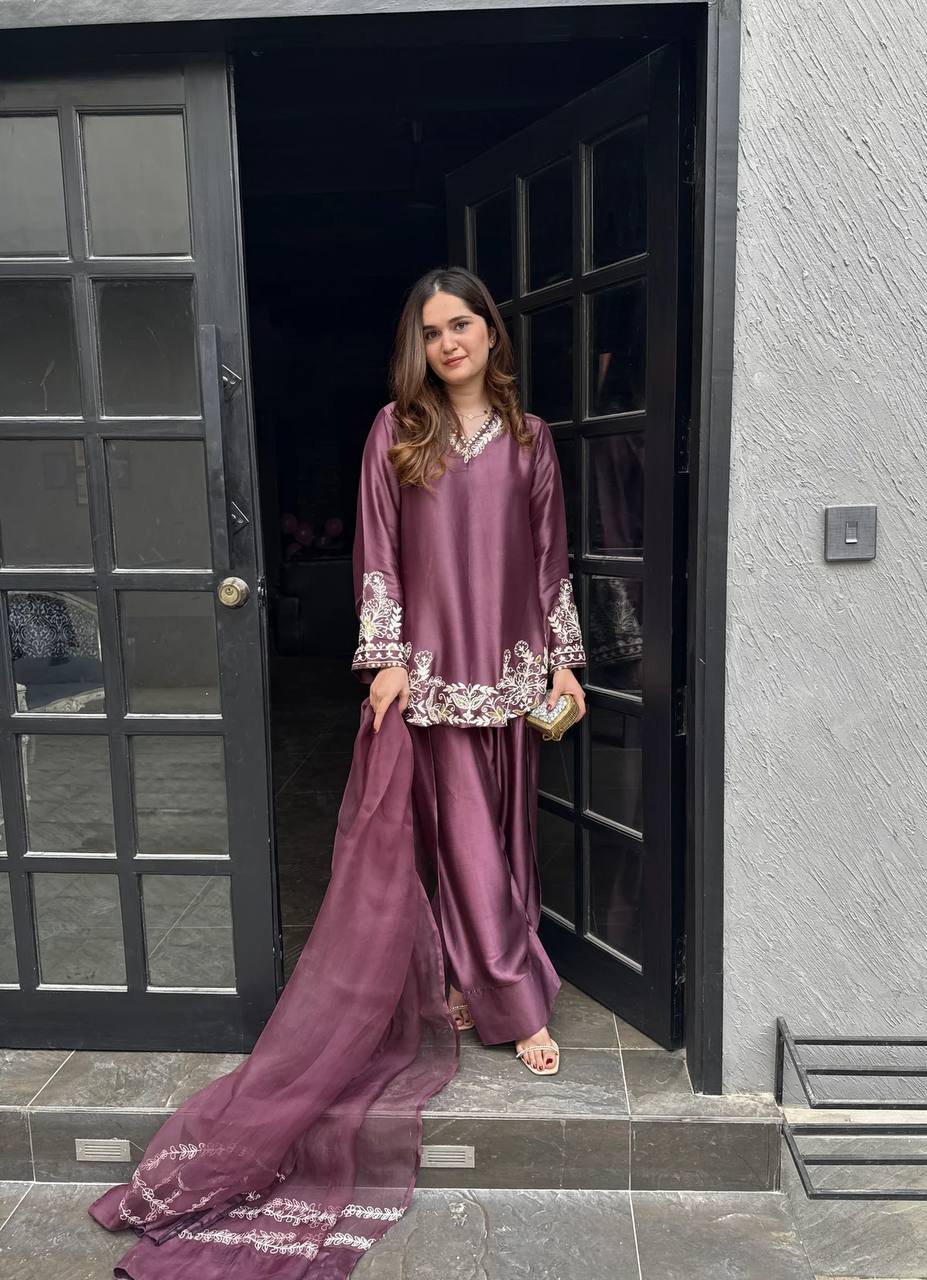 Majestic Aura A Woman's Journey in Lavish Purple Attire
