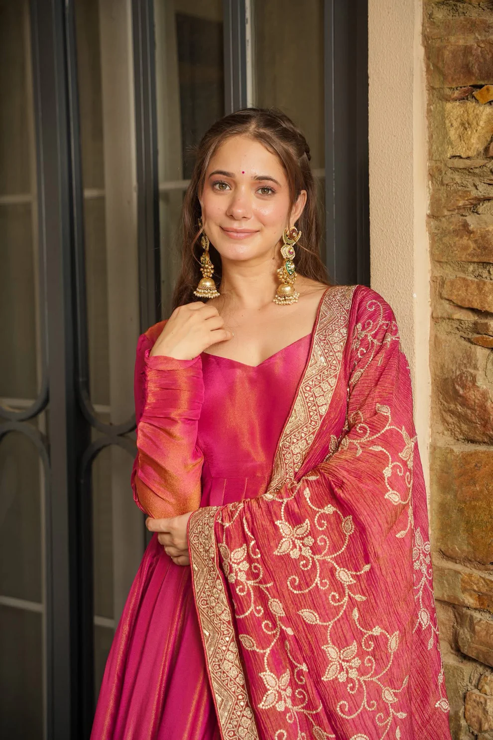 Majestic Muse The Pink Anarkali Suit for Regal Celebrations