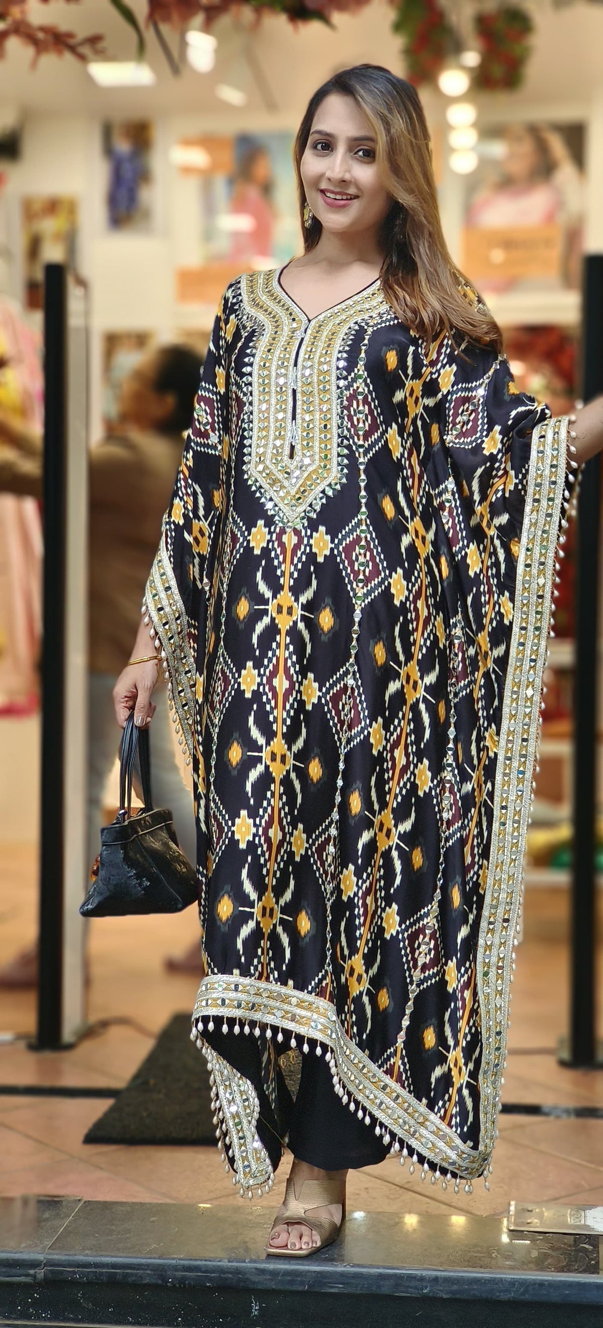 New Designer Collection In Pure Chinnon With Embroidery Sequence Work Kaftan Set