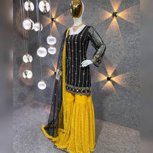 Load image into Gallery viewer, New Designer Party Wear Look Top ,Dhoti Salwar and Dupatta 1087
