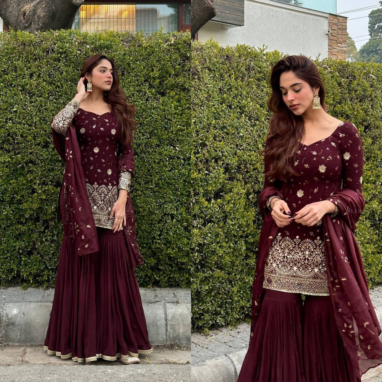 Party Wear Look Top , Sharara Plazzo and Dupatta