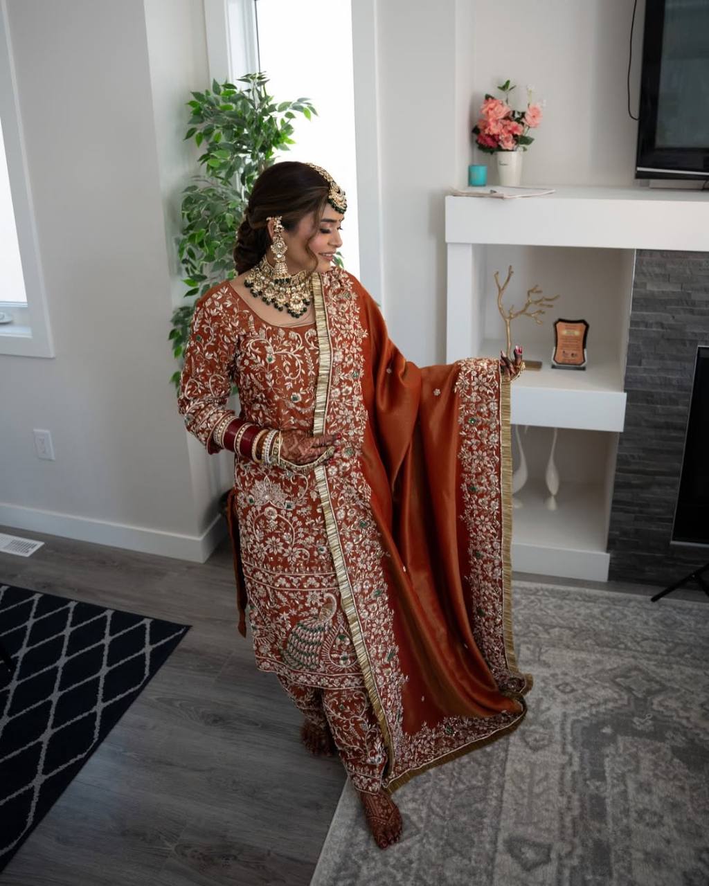 Luxury Punjabi Bridal Farshi Suit – Zari & Stone Work