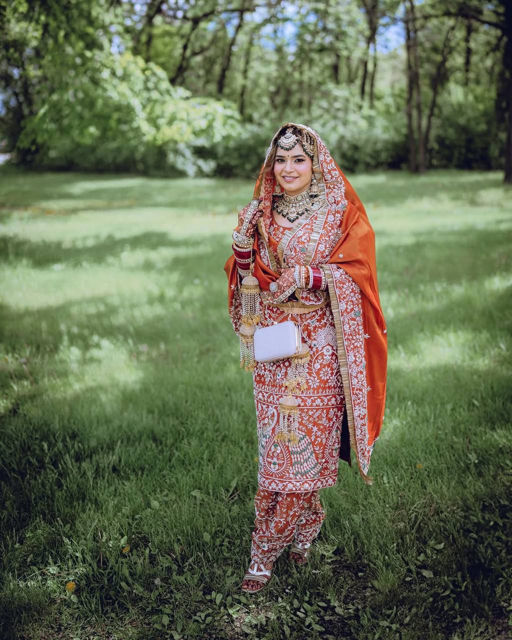 Luxury Punjabi Bridal Farshi Suit – Zari & Stone Work