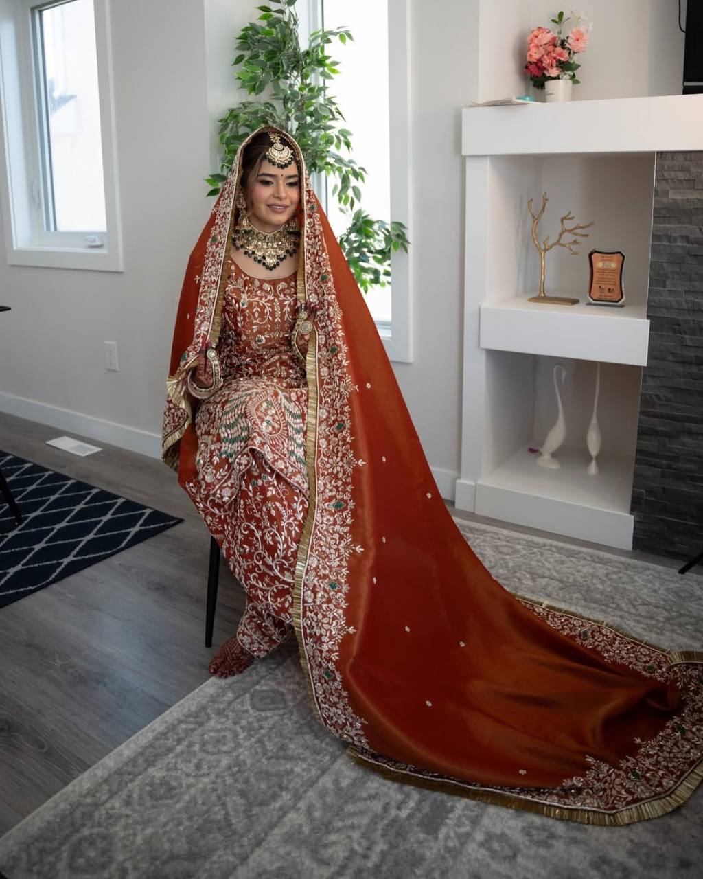 Luxury Punjabi Bridal Farshi Suit – Zari & Stone Work