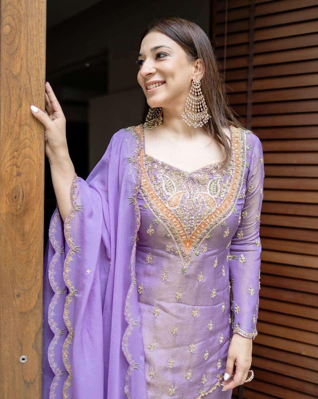 Premium Simar Silk Embroidery Sharara Set