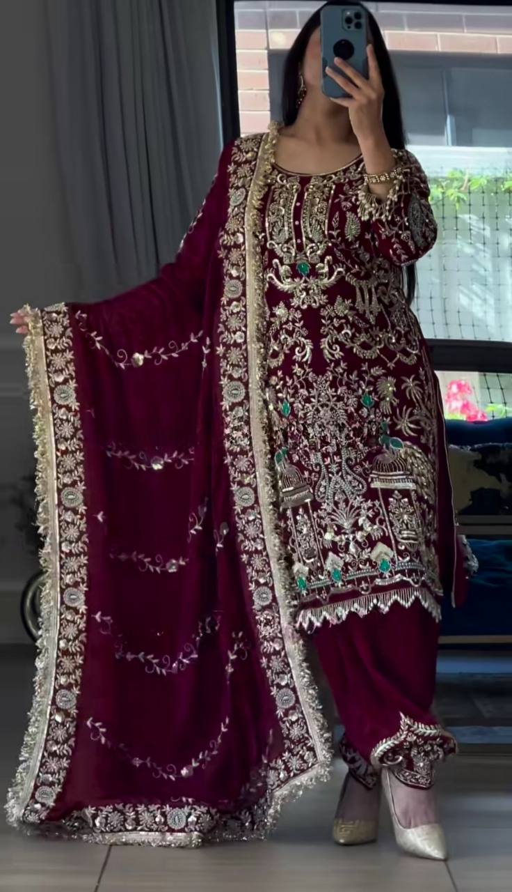 Regal Maroon Farshi Salwar Set