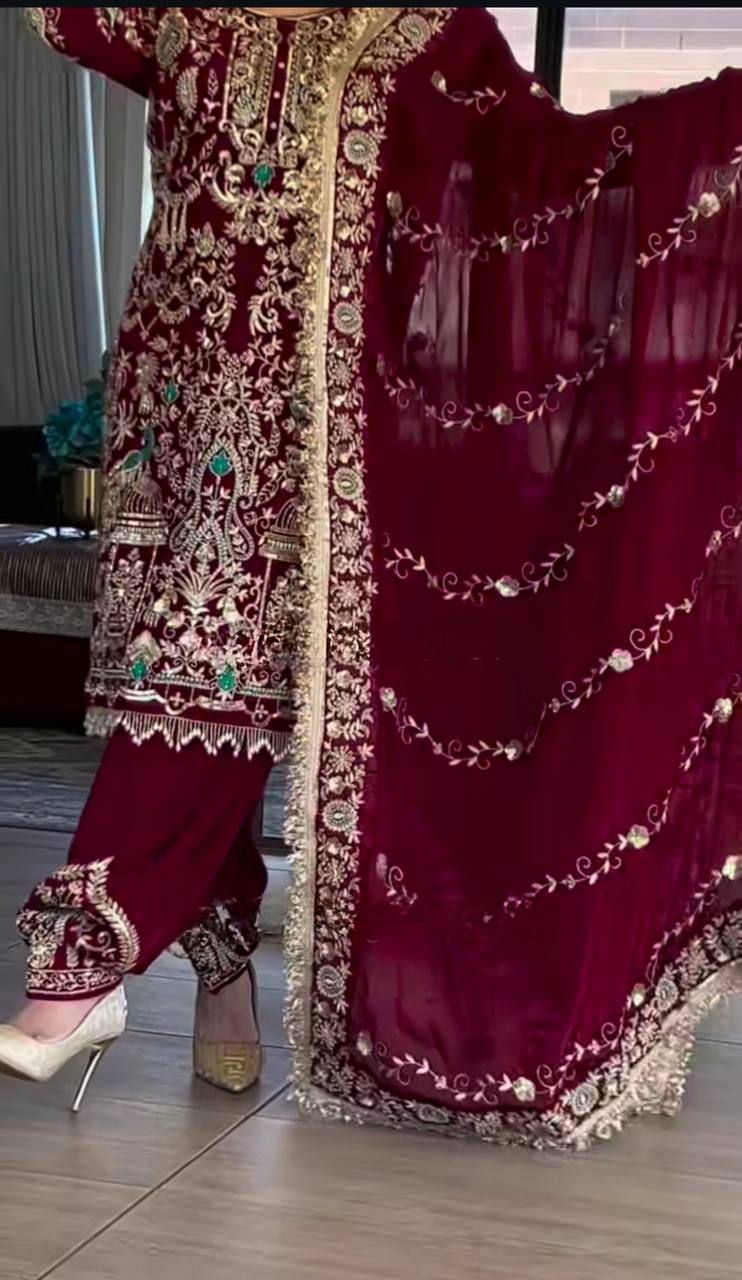 Regal Maroon Farshi Salwar Set