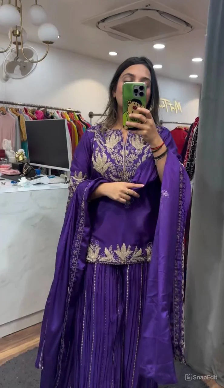 New Designer Party Wear Look Top , Sharara Plazzo  and Dupatta