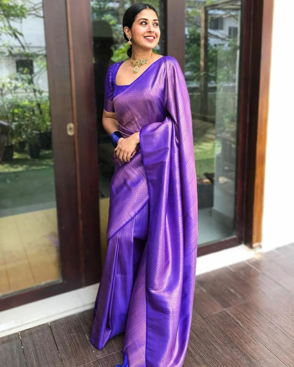 Banarasi Silk Saree color:-Purple