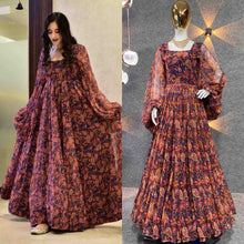 Load image into Gallery viewer, Multicolor Casual Ankle Length Printed Rayon Gown 1007

