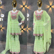 Load image into Gallery viewer, Classic Pista Color Embroidered Attractive Party Wear silk Dulhan Top 1009
