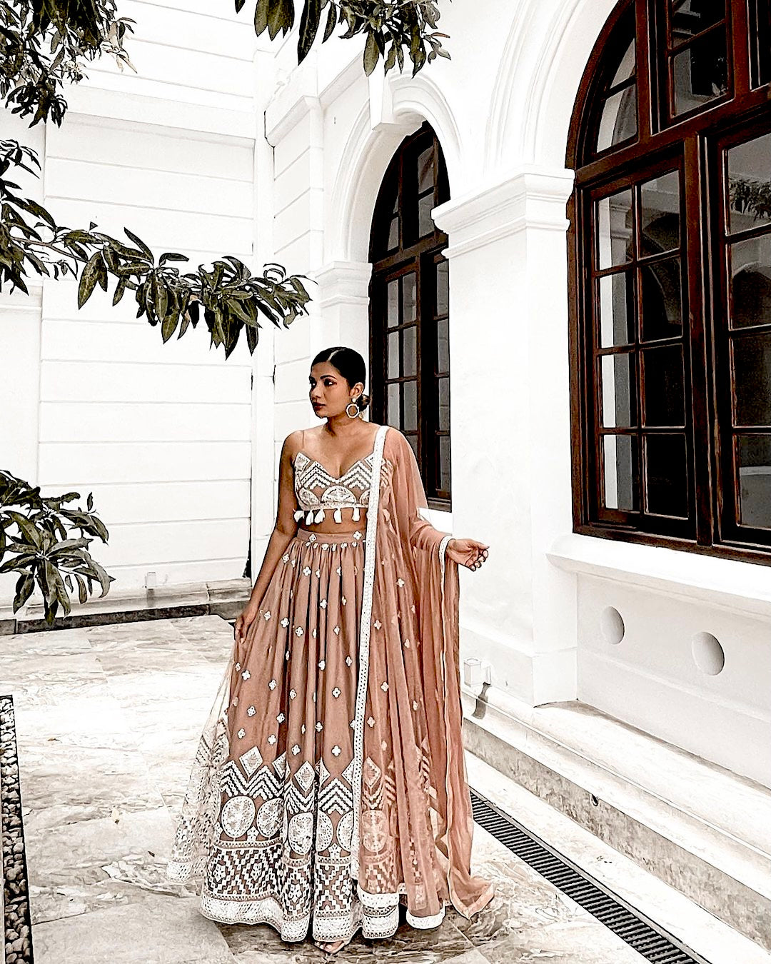 Beautiful Peach Color Embroidered Attractive Party Wear silk Dulhan Lehenga choli