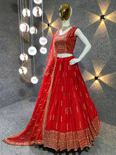 Load image into Gallery viewer, Amazing Red Color Embroidered Attractive Party Wear silk Dulhan Lehenga choli 2032
