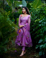 Load image into Gallery viewer, Amazing Purple Colored Party Wear Embroidered Soft Net Anarkali Style Gown 1006
