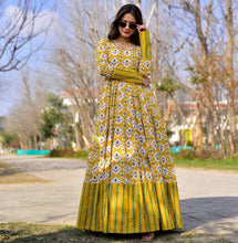 Load image into Gallery viewer, Yellow Color Casual Wear Floral Printed Heavy Rayon Gown 1020
