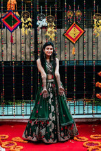 Load image into Gallery viewer, Amazing Green Colour Embroidered Attractive Malay Satin Silk Dulhan Lehenga Choli 56

