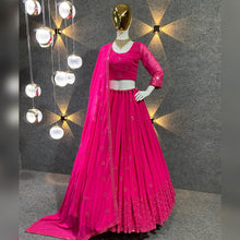 Load image into Gallery viewer, Amazing Rani Pink Color Embroidered Attractive Party Wear silk Dulhan Lehenga choli 548
