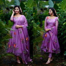 Load image into Gallery viewer, Amazing Purple Colored Party Wear Embroidered Soft Net Anarkali Style Gown 1006
